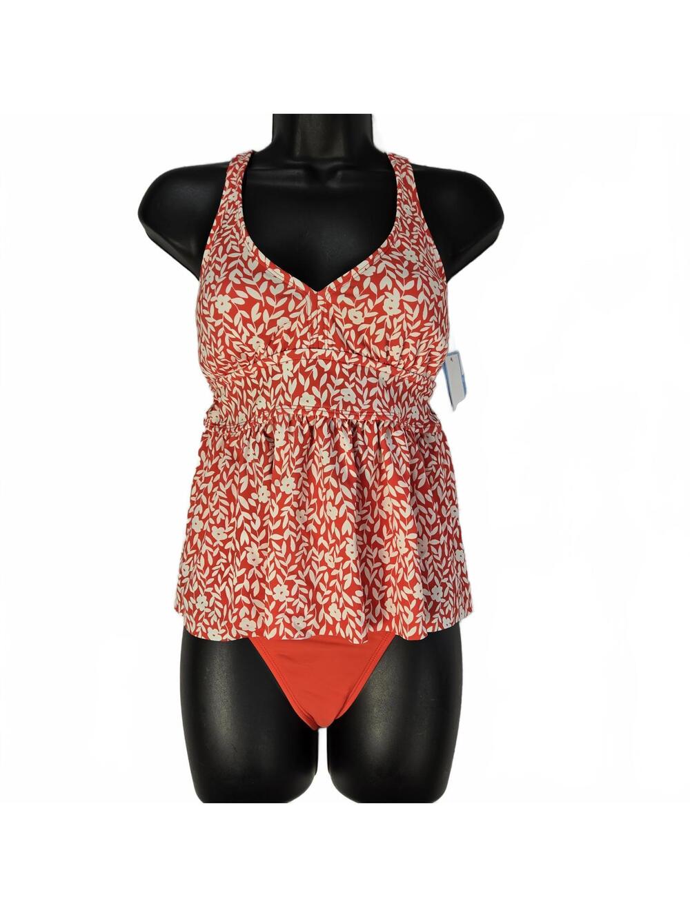 Draper James Tankini Swim Set Poppy Red Floral Top M High Waist Bottom S NWT
